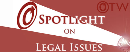 lBanner by Erin of a spotlight on an OTW logo with the words 'Spotlight on Legal Issues'